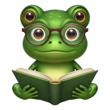 frog with glasses and book sticker