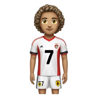 futbolista aleman de 23 con camiseta roja con el número 7 en la camiseta un solo 7 sticker