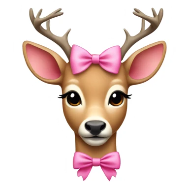 A deer but in light colors with a pink bow sticker