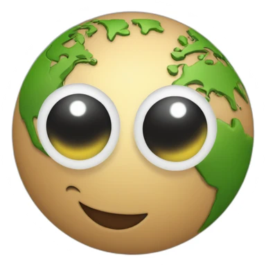 planet earth with cartoon face with smiling eyes sticker