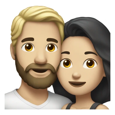 Man, white skin, short black hair, long beard, hugging a white woman with blonde hair  sticker
