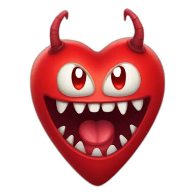 Red heart with scary monster mouth sticker