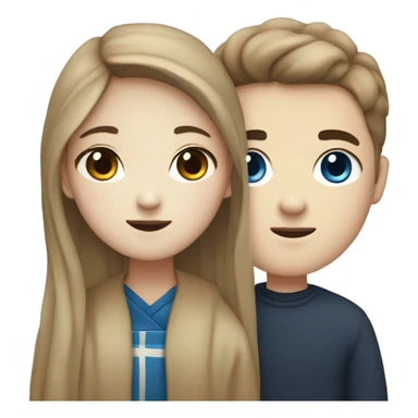 Korean girl(black eyes) with her norwegian boyfriend with blue eyes sticker