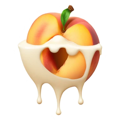 peach cut half open with milk oozing out of it sticker
