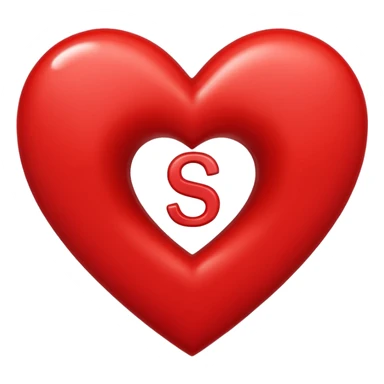 Love heart in red color and center s letter only sticker
