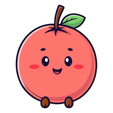 Cute guava fruit character with happy face sticker