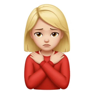 arms crossed holding neck sad but angry girl sticker