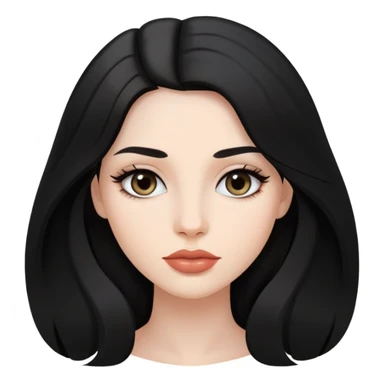 "- Nữ
- 25 tuổi
- Da trắng
- Tóc đen, dài (ngôi giữa)
- Mặt bình thường, mặt dài
- Slay, môi màu nude sticker