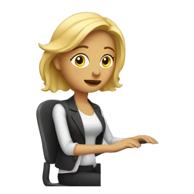 Blonde-tired-woman-at-computer-desk sticker