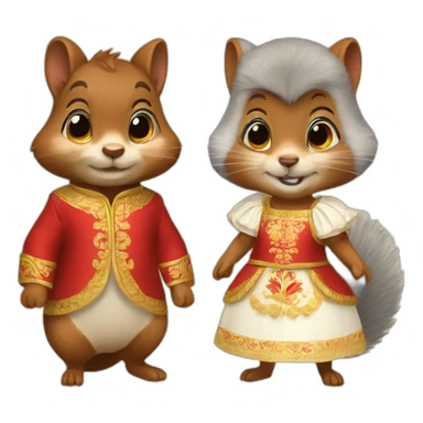 squirrel in a cocoanut and a Russian dress sticker