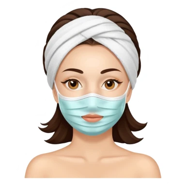 Lady with face mask spa beauty full face relaxing sticker