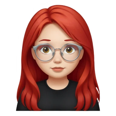 girl with chubby cheeks, long red hair, and silver glasses. Black clothes sticker
