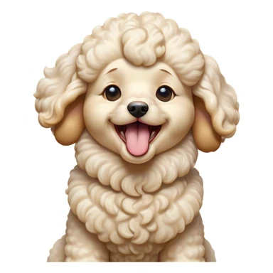 Cinematic Cute Yawning Cream Poodle Portrait Emoji, Head tilted slightly with a dramatic, wide-open yawn, displaying a soft, curly cream Fur with delicate texture, floppy ears slightly drooping, round warm eyes barely open in drowsy contentment, Simplified yet irresistibly adorable features, highly detailed, glowing with a soft, cozy glow, high shine, relaxed yet expressive, stylized with a touch of whimsy, bright and endearing, soft glowing outline, capturing the essence of a sleepy yet affectionate companion, so drowsy it feels like it could stretch right out of the screen and curl up for a nap! sticker