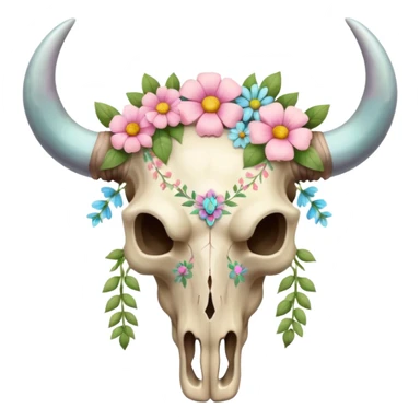 Romantic Pastel Bull skull with pastel flowers  sticker