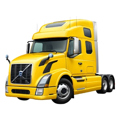 Volvo sleeper semi truck bright yellow front view sticker
