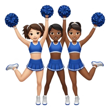 4 girls in a cheer stunt brown skin, white skin, black skin, Asian  sticker