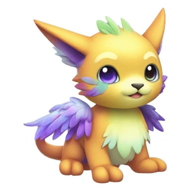 Cute cool shiny colorful fantasy animal hybrid Fakemon full body sticker