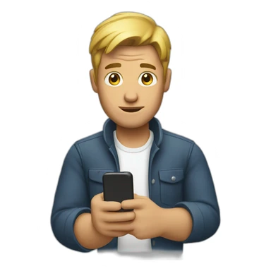 man showing something on his phone sticker