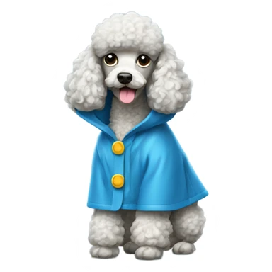 Poodle wearing a rain coat sticker
