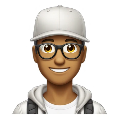 Chico con pecas y gorra cool tez blanca con lentes cool y look urbano ojos color café claro , bonita sonrisa corte de cabello cómo hongo sticker