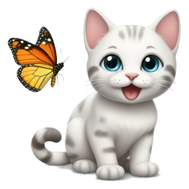 cute cat playing with a butterfly sticker
