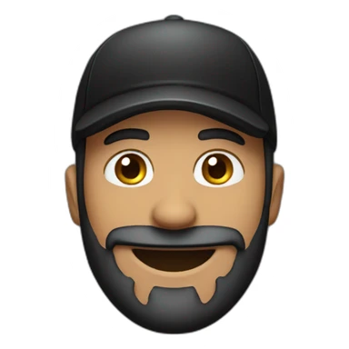 Men with black cap smile with a beard sticker