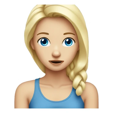 stressed blond, blue eyed girl sticker