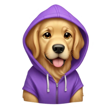Golden retriever wearing purple hoodie cute sticker