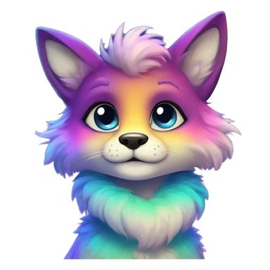 Colorful gradient-Sparkle-nebula-fursona anthropomorphic furry full body sticker