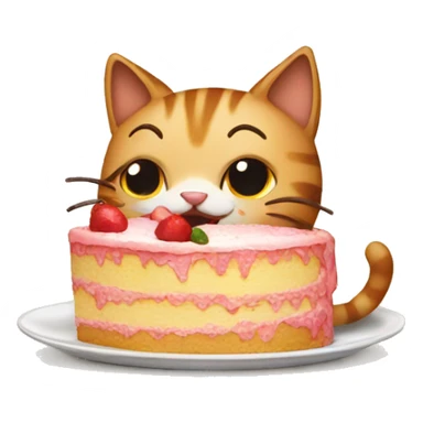 a cat eating a cake sticker