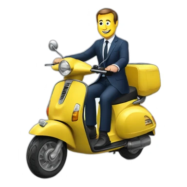 macron sur un scooter en y sticker