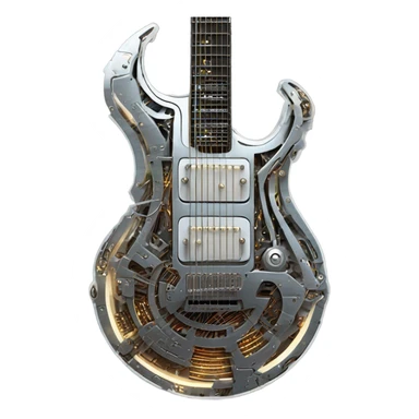 cyberpunk scifi mechanical guitar sticker