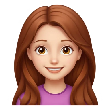 create a girl with chestnut colored long hair, hazel eyes and beautiful smile sticker