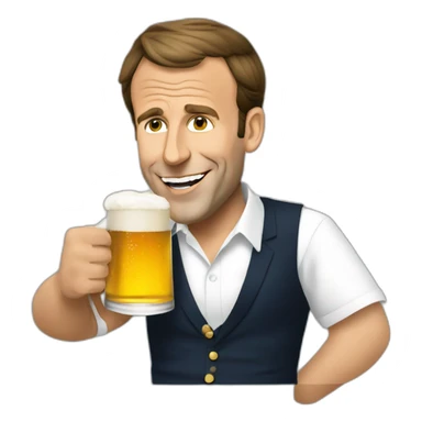 Emmanuel Macron drinking a beer sticker