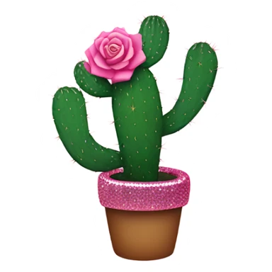 Rose pink cactus with glitter sticker