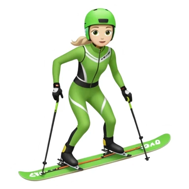 Xc ski racer in green and black clothing. Full body, skate skiing  sticker