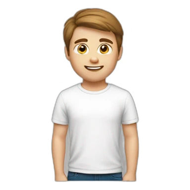 white 25 years Boy Brown hair with t-shirt white sticker