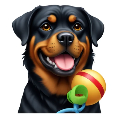 Rottweiler with a toy in mouth sticker