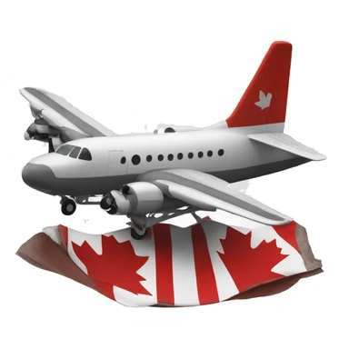 Landing gear of plane with Canadian flag sticker