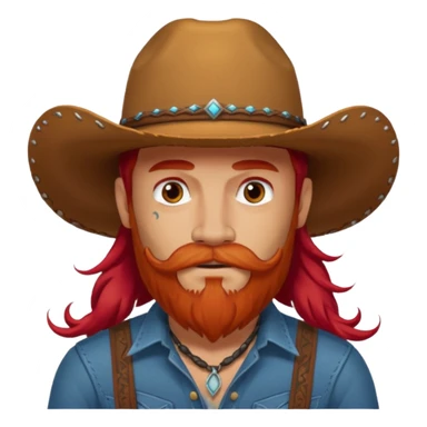 mustached cowboys bead and long red hair with tattoos on face  sticker