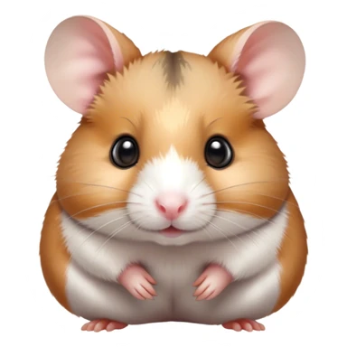 Cinematic Noble Brown and White Banded Hamster Portrait Emoji, Poised and regal, with a tiny, compact build and a uniquely patterned coat of warm brown and crisp white bands, deep-set soulful dark eyes, Simplified yet sharp and sophisticated features, highly detailed, glowing with a soft, dignified glow, high shine, intelligent and charming, stylized with an air of distinctive elegance, focused and attentive, soft glowing outline, capturing the essence of a watchful and confident rodent, so majestic it feels as though it could scurry out of the screen with effortless authority! sticker