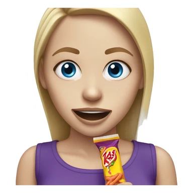 White girl with blue eyes eating takis sticker