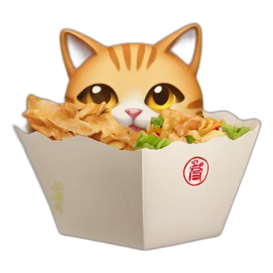 Cat eating Chinese takeout  sticker