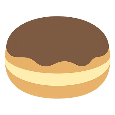 Boston cream donut with custard filling and chocolate glaze on top sticker