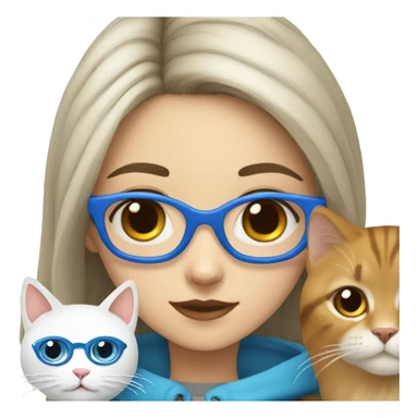 Girl with blue glasses and a norwegian cat sticker