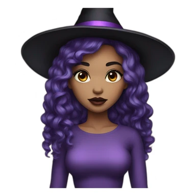 girl-light skin-purple eyes-witch-black hair-big lips sticker