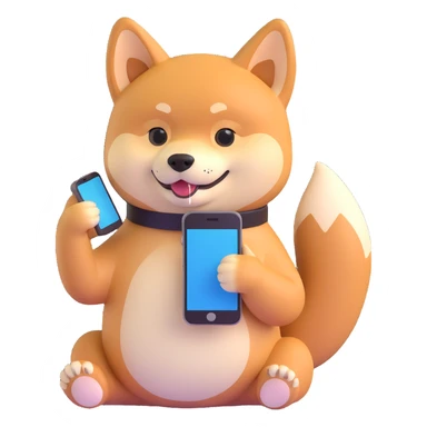 shiba inu calling on phone sticker