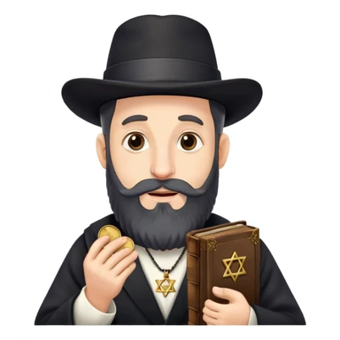 Jewish man pinching a penny with beard black hat Star of David and Torah  sticker