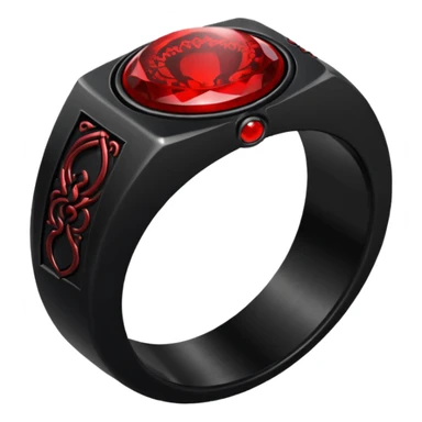 iOS sticker, dark fantasy ring, black metal, red inner glow, minimal sticker