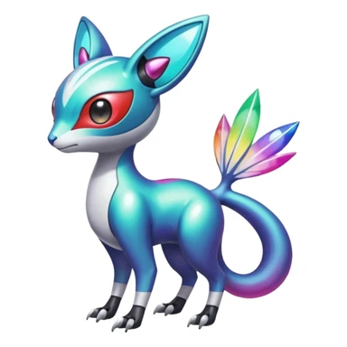 Shiny Colorful Futuristic Cyber-Vernid-Trico-Meloetta-Latias-Koraidon-Peppercat-Protogen-Pokémon-Digimon-Fakémon-fusion-hybrid-creature sticker